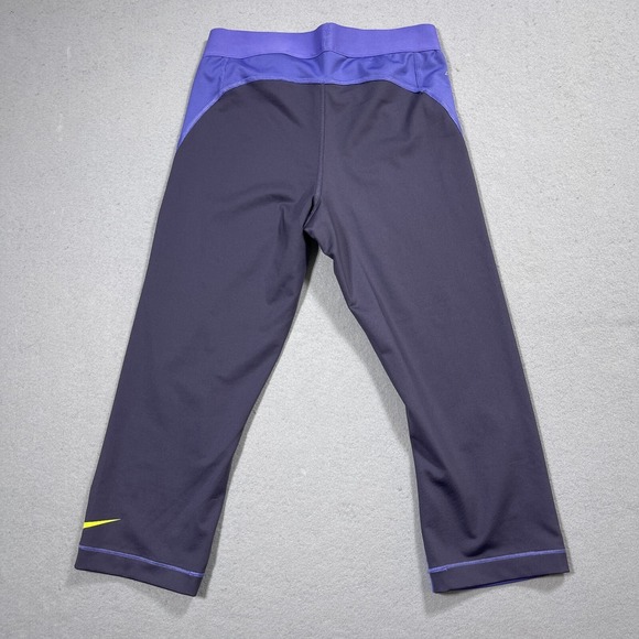 Nike Pro Capri Leggings Women Medium Compression Purple Grey Activewear Casual - Picture 8 of 9